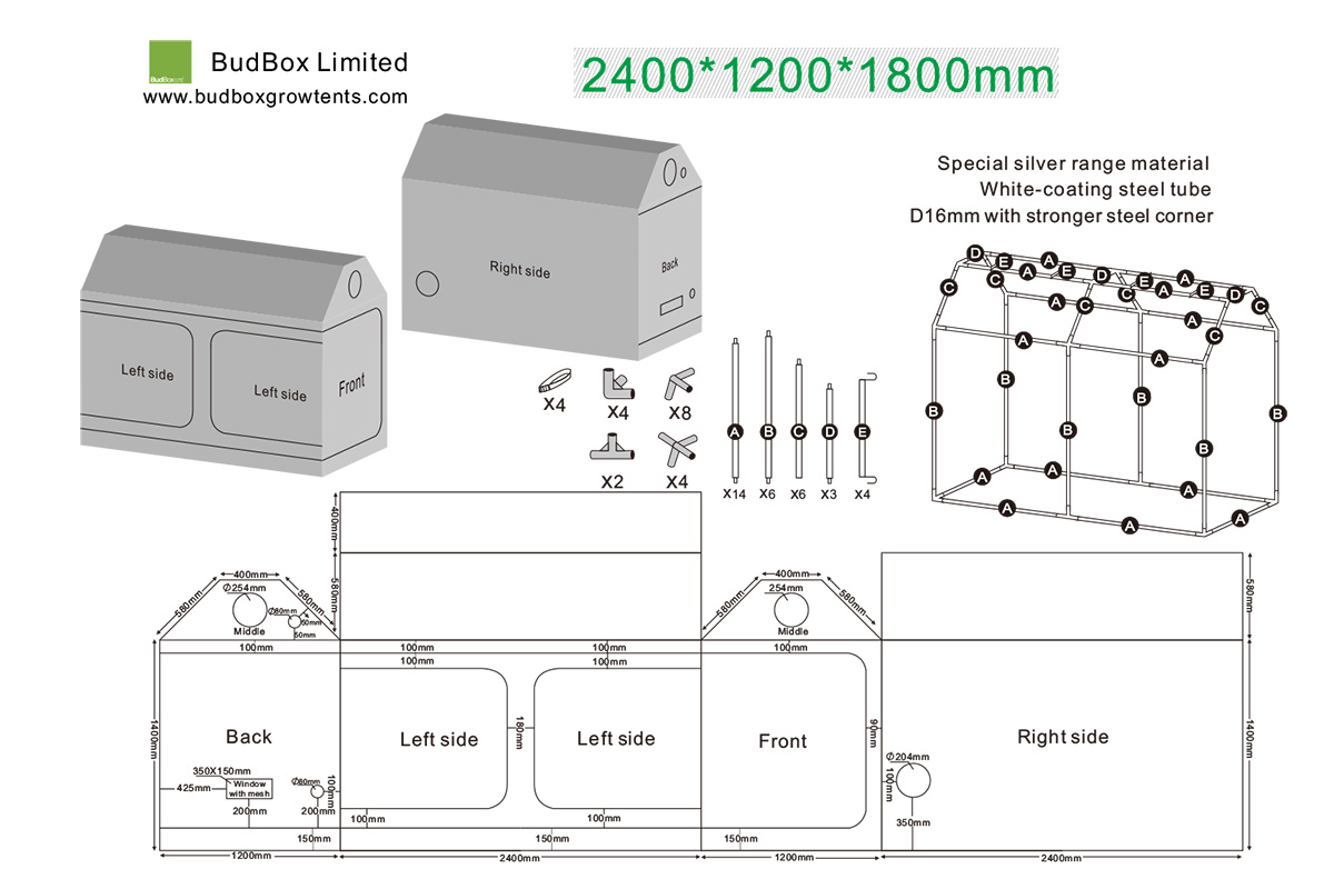 BudBox LITE Grow Tent - 120x240x180 - Loft/Attic