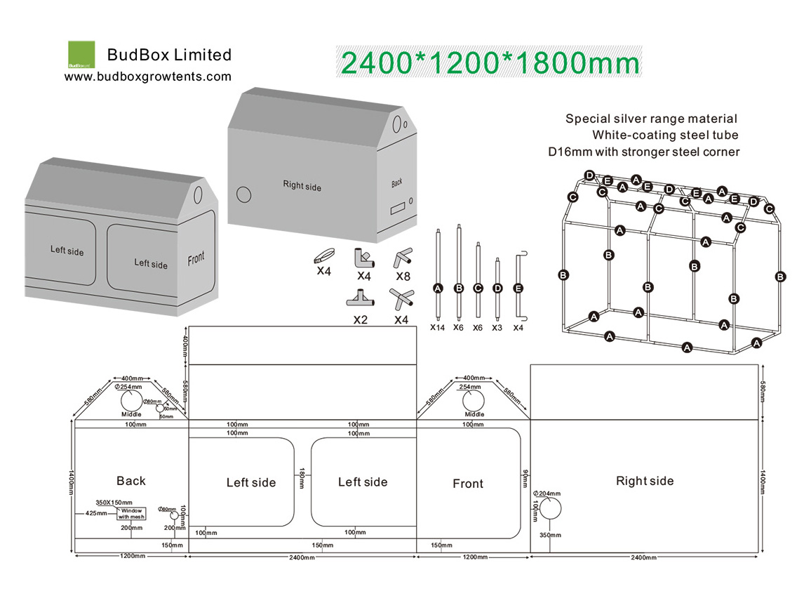 BudBox LITE 120x240x180 Loft / Attic Grow Tent